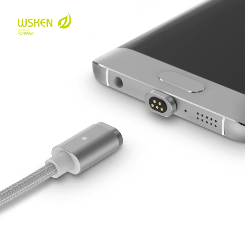 Mini 2 Wsken Micro USB Магнитный кабель для зарядки с металлической оплеткой Магнитный кабель для зарядки для Android