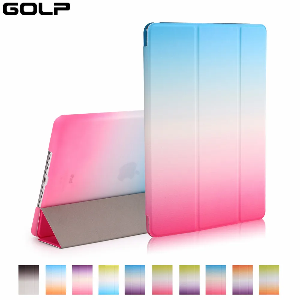baratas GOLP Tablet case para iPad air 1 PU caso de couro Para O iPad 5 Wake Up do Sono Aleta para o ar ipad caso flip e Hard PC inteligente cobrir