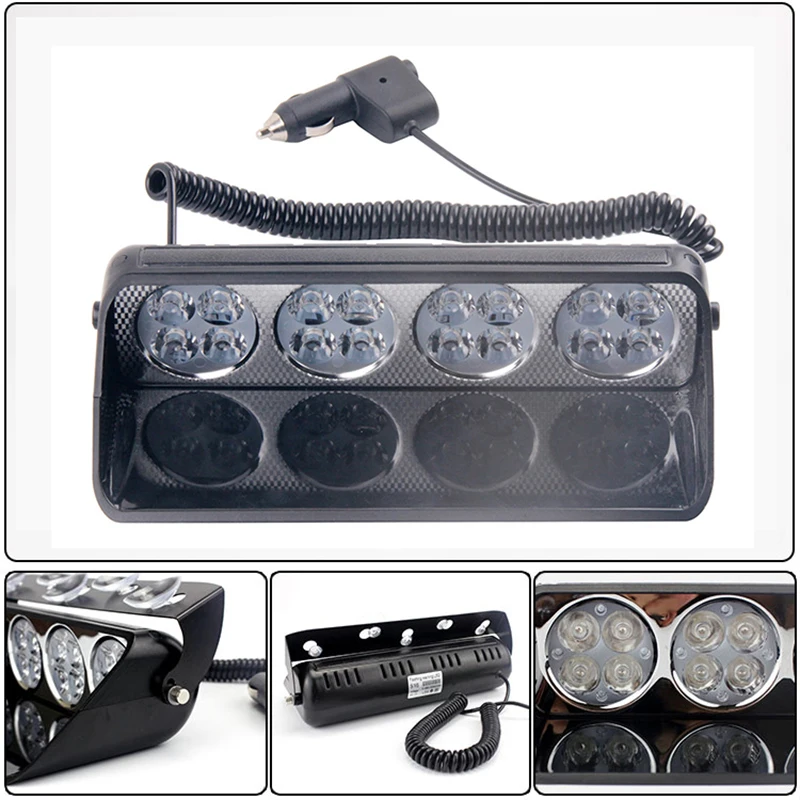 16 LED Blue Strobe Dash Deck Light , Police Windshield visor warning LED dash Strobe Visor Light Red Blue Yellow White car Viper S8 Signal flashing led warning light Police Strobe Flash emergency Lights (5)