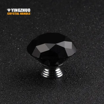 

New Hot selling 5pcs 40mm Black Diamond Shape Crystal Cabinet Knob Cupboard Drawer Pull Handle