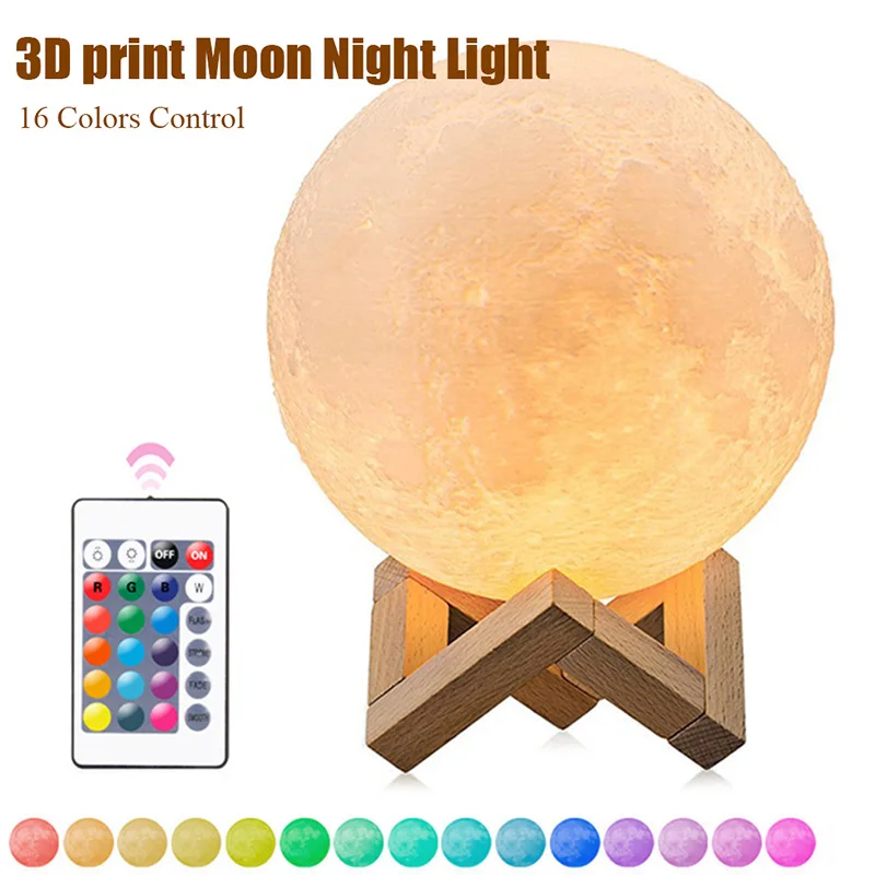 

Moon Lamp 3D Print Colorful Change Touch USB Led Night Light Home Decor Creative Gift for drop shipping 16 color Touch Switch