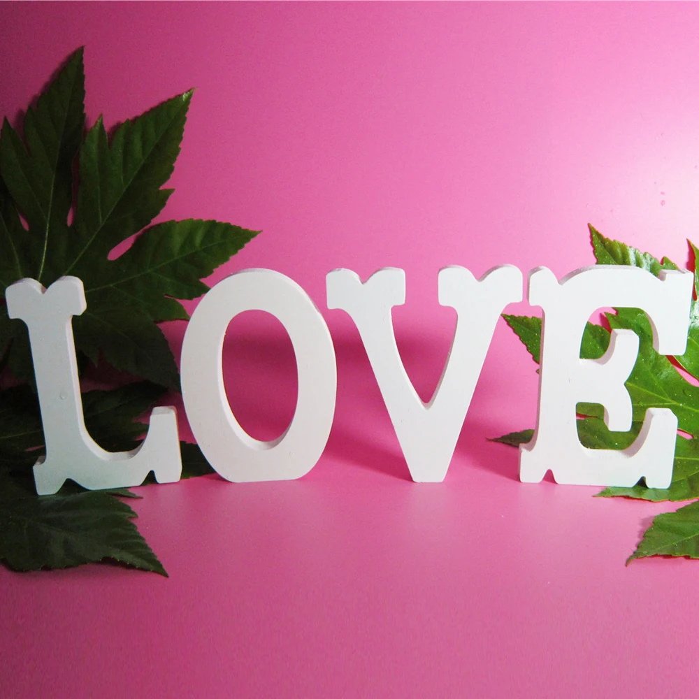 

wholesale custom Perfect 12 cm wedding decoration pure white letter home decoration child name photo wall wood letter
