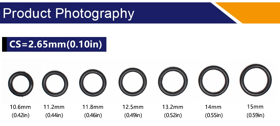 100 шт./лот Черный NBR уплотнительное кольцо 2,65 мм Толщина 10,6/11,2/11,8/12,5/13,2/14/15 мм ID-хомут с круглым воротником для мальчиков и девочек втулки конусовидных резиновых прокладок кольца шайба