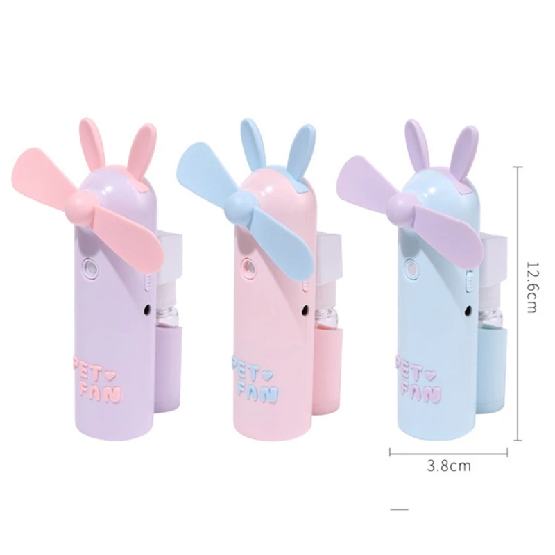 Rabbit USB мини-вентилятор с бутылка с распылителем для воды милый мультфильм ручной маленький вентилятор для офиса Настольный маленький вентилятор для путешествий - Цвет: Rabbit