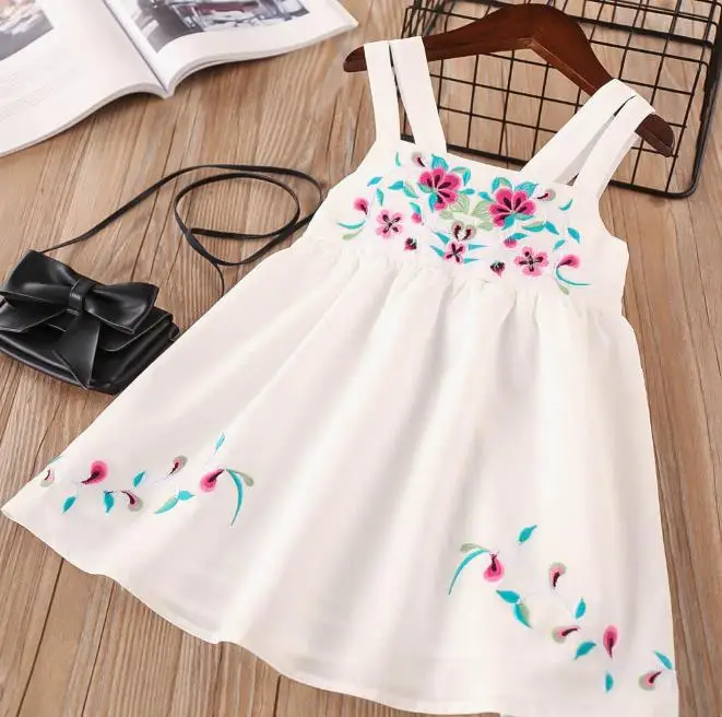 1 lot 6pcs Wholesale Girls Dress Embroidery Kids Dresses Baby Girl