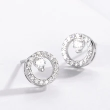 925 пробы, серебряные круглые серьги-гвоздики для женщин, девушек, женщин, элегантные, очаровательные, милые, в западном стиле, мини S925 Pendientes