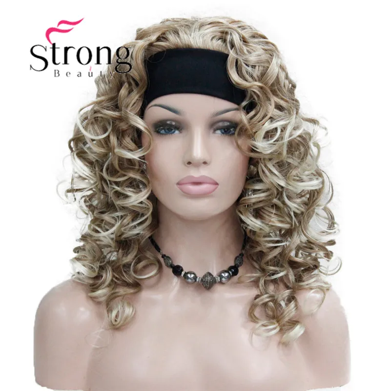 5985 27T613 super sexy strawberry blonde mix blonde tip 34 wig with headband curly long half wig (1)