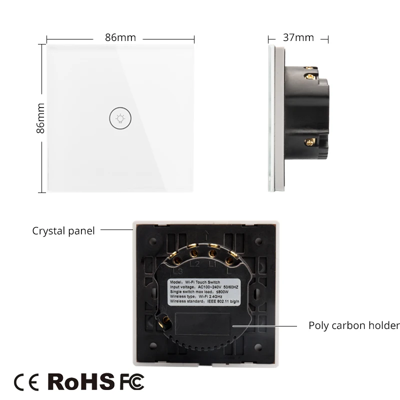 Wifi умный настенный сенсорный выключатель стеклянная панель ЕС стандартное приложение дистанционное управление работает с Amazon Alexa Google Home для умного дома