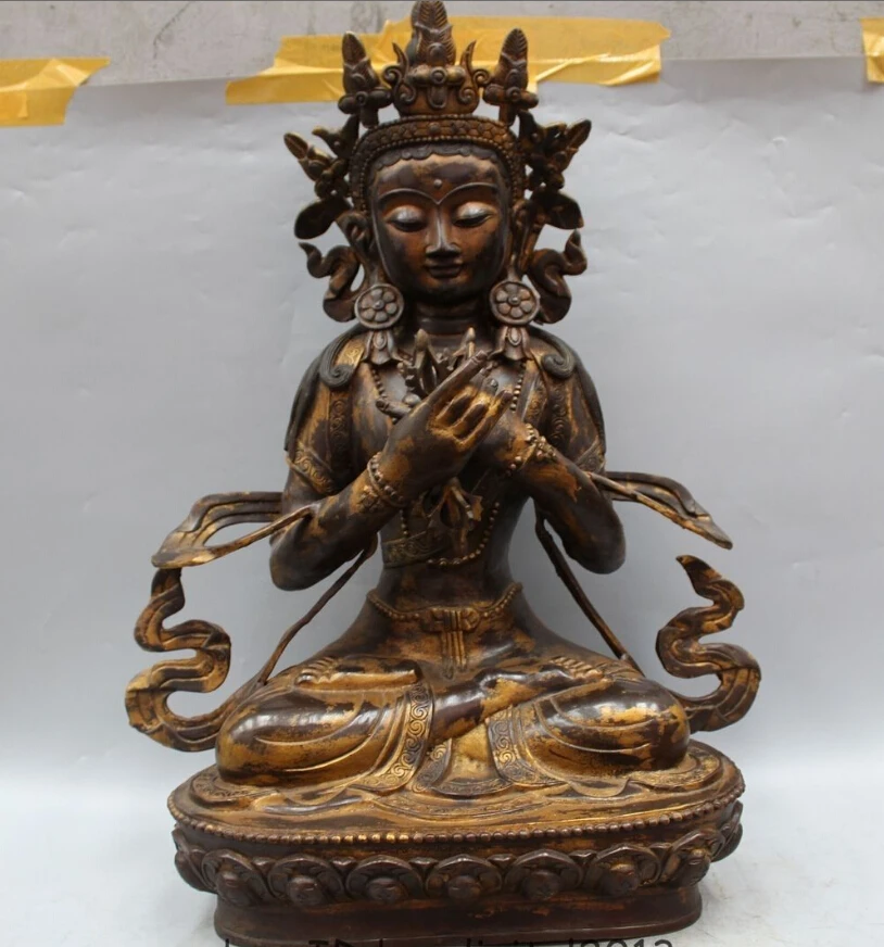 

26" Old Tibet Buddhism Bronze Gild Seat Vajradhara Vajrabhairava Goddess Statue