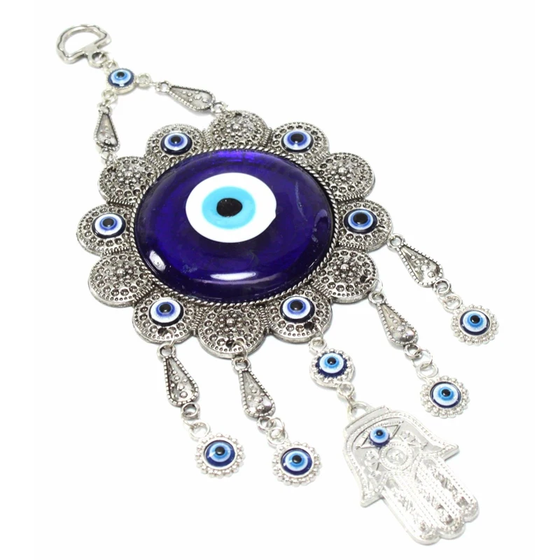 JX-LCLYL Wall Hanging Turkish Blue Evil Eye Flower Hamsa Hand Amulet Decor Protection