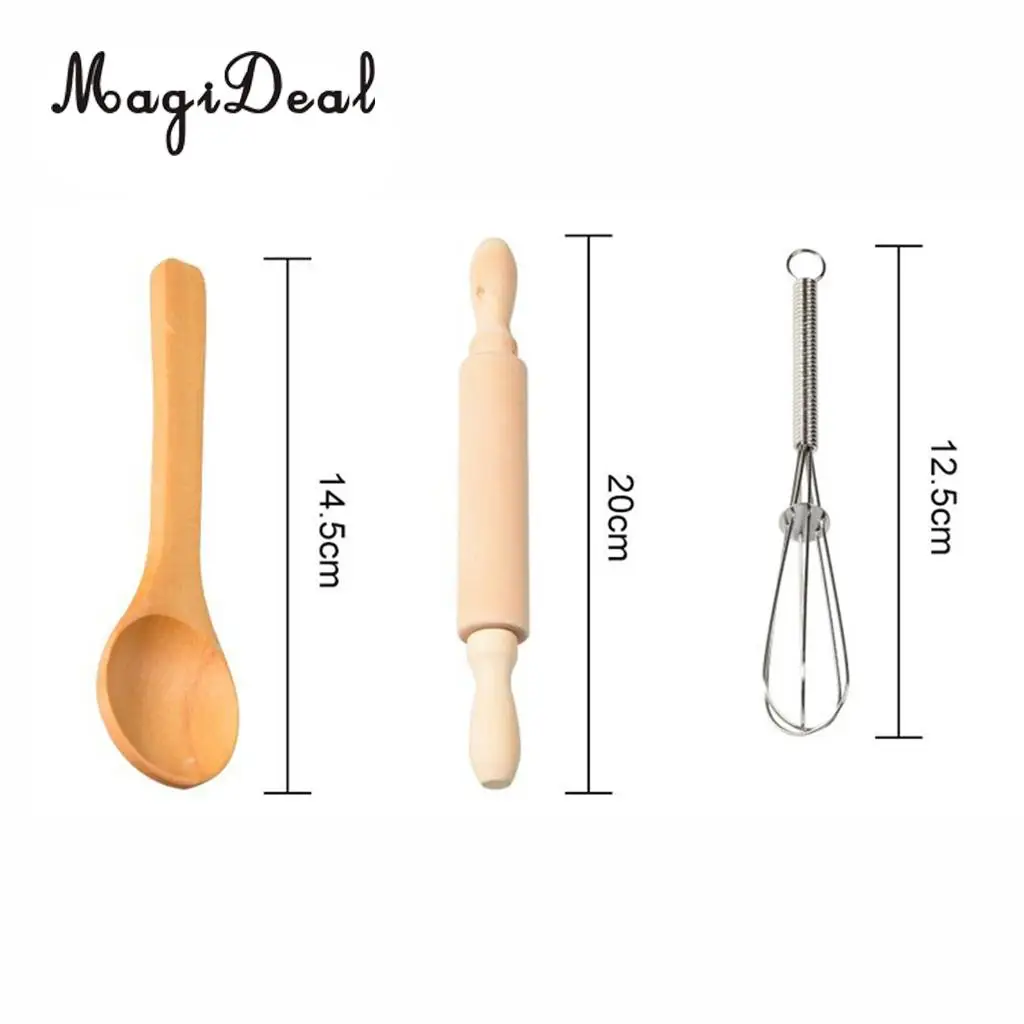 Kitchen Cooking Set, Baking Cake Food Toy Kids Apron & Chef Glove set, Whisk Rolling Pin Tool Utensils Pretend Play Game