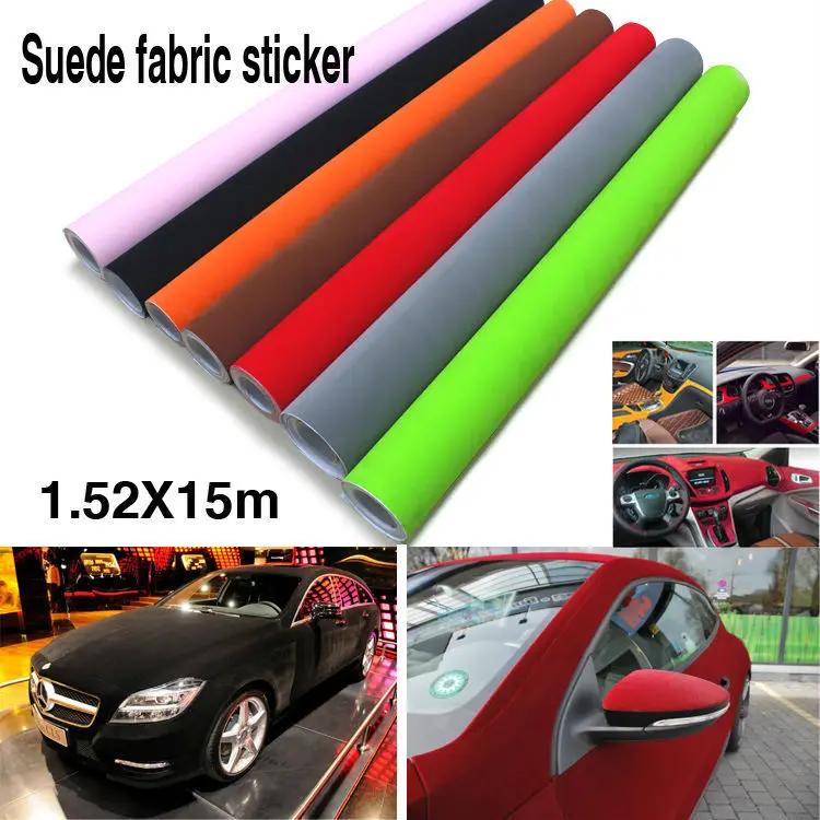1.52x15m Car Film Roll Of Stickers Suede Fabric Vinyl Wrapfilm roll