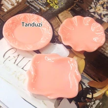 Tanduzi 30 шт. японские Kawaii Пластиковые ремесла 3 стиля волна/квадратные/круглые тарелки Flatback кукольный домик миниатюрное Украшение DIY