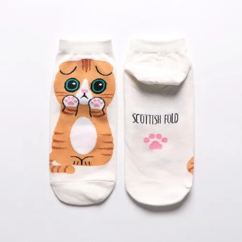 Прямые носки для взрослых женские милые летние короткие Дышащие носки с героями мультфильмов для девочек хлопковые носки для женщин 4 пар/лот = 8 штук - Цвет: WhiteB