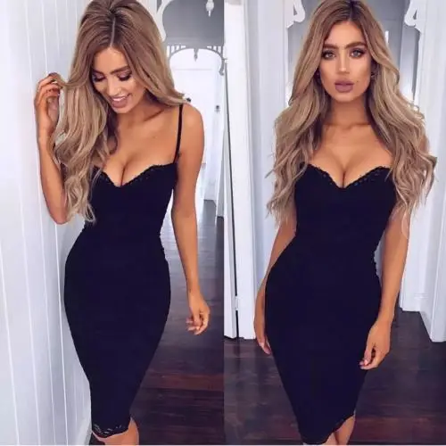 WOMENS ZIP FRONT PLUNGE BODYCON DRESS LADIES PARTY PENCIL DRESS SLIP DRESS 6-14