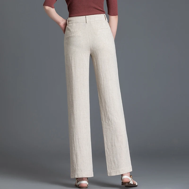 Cotton Linen Wide-leg Pants Women Summer High Waist Show Thin Trousers Casual Loose Straight Pants Cotton Linen Wide-leg Pants Women Summer High Waist Show Thin Trousers Casual Loose Straight Pants