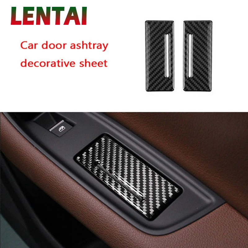 

LENTAI Auto Car Styling Carbon Fiber Interior Cigarette Ashtray Protective Panel Cover Sticker For Audi Q7 2016 2017 Accessories