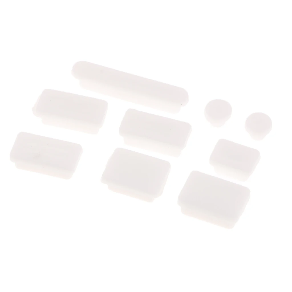 9PCS Protective Ports Cover Silicone Anti-Dust Plug Stopper for Apple Mac 13\`\`/15\`\` Pro White