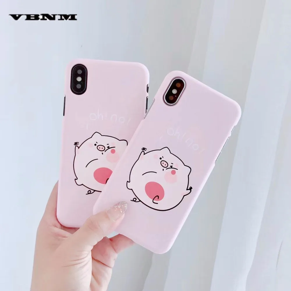 VBNM милый поросенок чехол для iPhone 7 8 плюс Капа мультфильм животных Розовый телефон