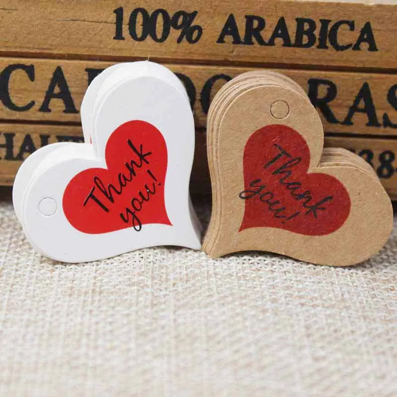 

Zerong heart shape thank you wedding tag ,Vintage kraft thanks you red heart gift label tag ,products brand swing hang tag 100