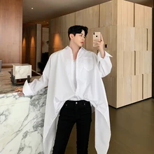 MIXCUBIC Весна Лето ретро Британский Стиль Простые Необычные Рубашки мужские повседневные свободные рубашки для мужчин, размер M-XXL