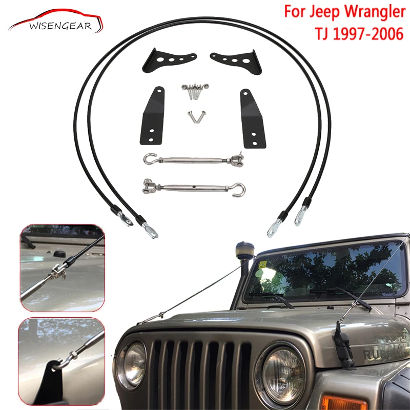 

WISENGEAR For Jeep Wrangler Limb Riser Kit Front Screen Hood Car Protector Obstacle Eliminate Rope TJ 1997-2006 Accessories C/5