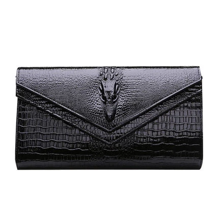 GESUNRY, натуральная кожа, женская сумка через плечо из крокодиловой кожи, трендовый женский клатч, кошелек, сумочка, женская сумка-мессенджер - Цвет: Черный