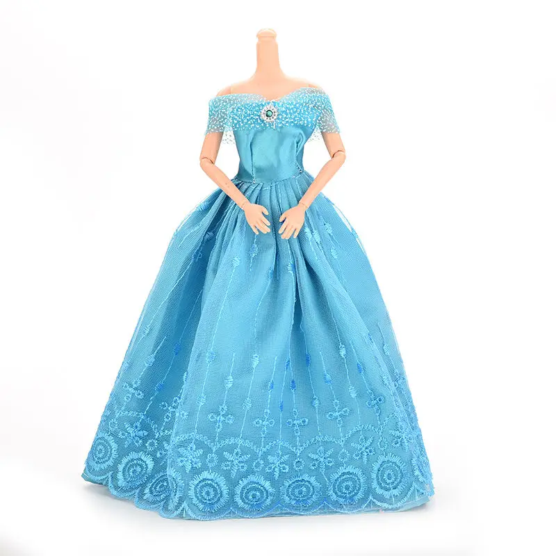 2017 Beautiful Slash Neck Dress for Barbies Luxury Elegant Shining Princess Dress for Barbies