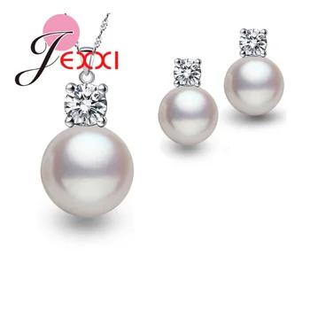 

Wholesale Top Quality Wedding Jewelry Set Water Pearl Earrings Necklace 925 Sterling Silver Pendant Necklace Free Shipping