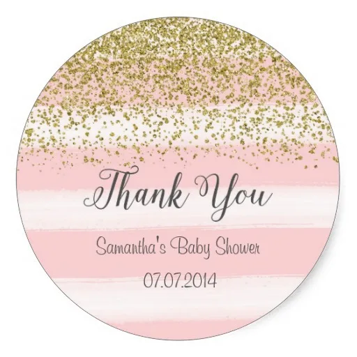 

3.8cm Blush Pink Stripes Baby Shower Sticker