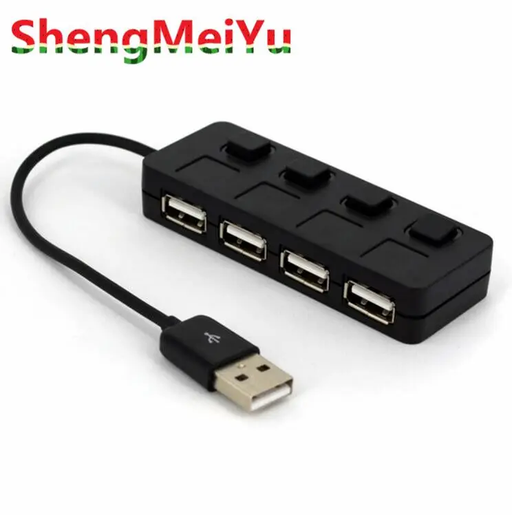 

New High Speed Slim 4 Ports USB 2.0 Hub LED USB Hub With Power on/off Switch For Laptop PC Computer Wholesales Black/White
