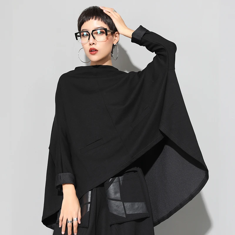 SuperAen Europe Fashion Women T Shirt Solid Color Cotton Wild Ladies T Shirt 2018 Autumn and Winter New Loose Stand Collar Tops