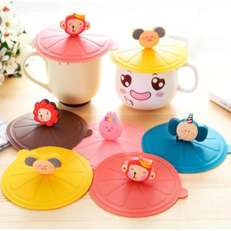 

1PCS Cartoon Silicone Cup Lid Seal Cover Dustproof Leakproof Reusable Insulation Cover Thermal Insulation Cup Cover D0