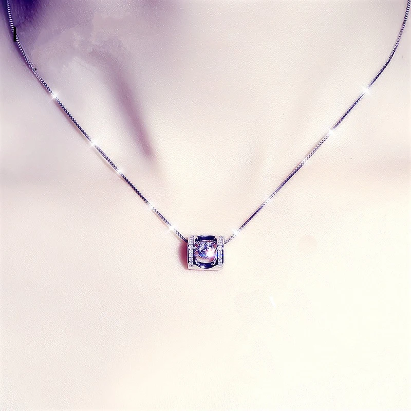 

Angel Kiss Flexible CRystal Pendant Necklace For Women Luxury AAA+CZ Silver Color Gift For Wedding Party Fashion Jewelry KAN032