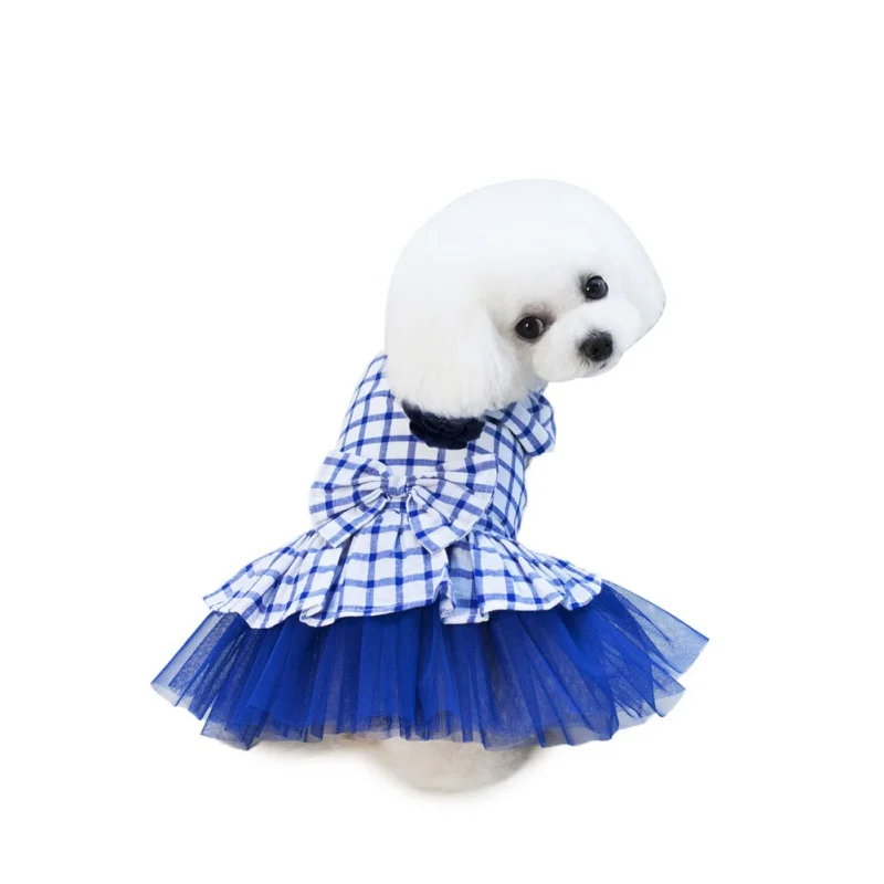 Flower Dog Dress Bow Knot Mesh Tulle Wedding Dresses Princess Style Spring Summer Dress For Dogs