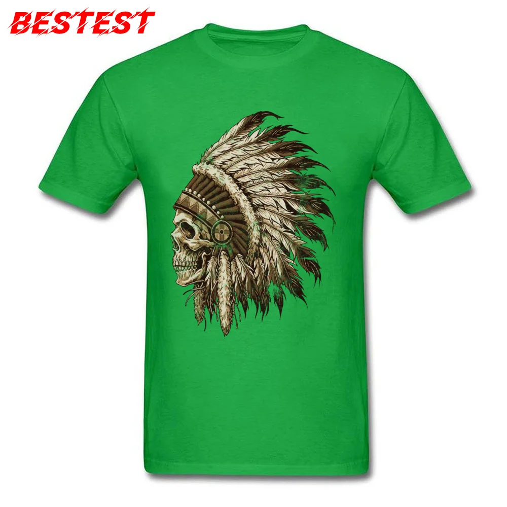 Brand Man Top T-shirts O-Neck Short Sleeve Pure Cotton Indian Skull Sephia Tees cosie T-shirts Drop Shipping Indian Skull Sephia green