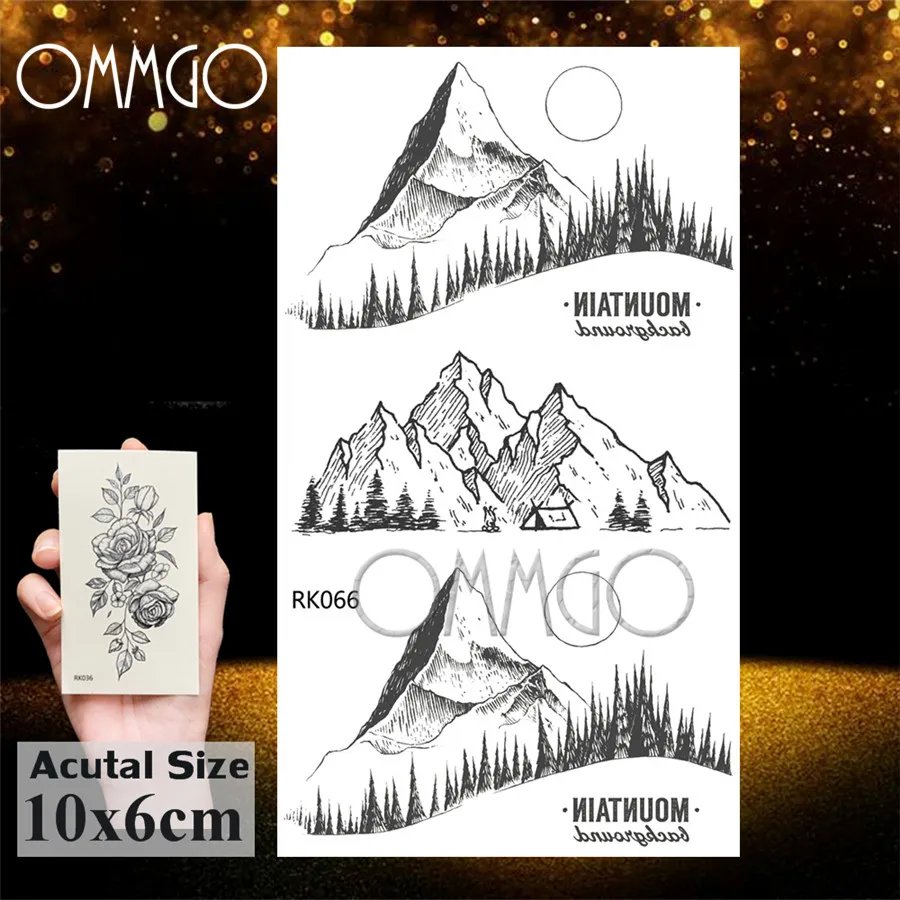 Временные татуировки OMMGO для женщин наклейки с черным лесом и черными перьями