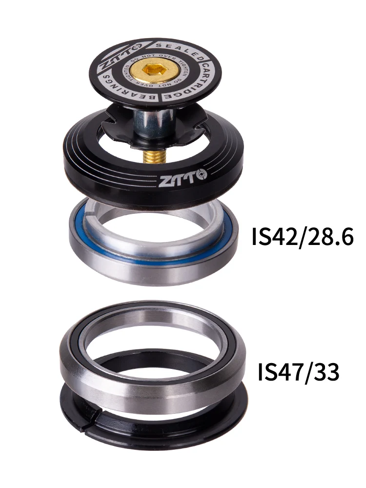 ZTTO 4247 T MTB велосипед дорожный велосипед гарнитура 42 мм 47 мм CNC 1 1/"-1 1/4" коническая трубка вилка IS42 47 интегрированный угловой контактный подшипник