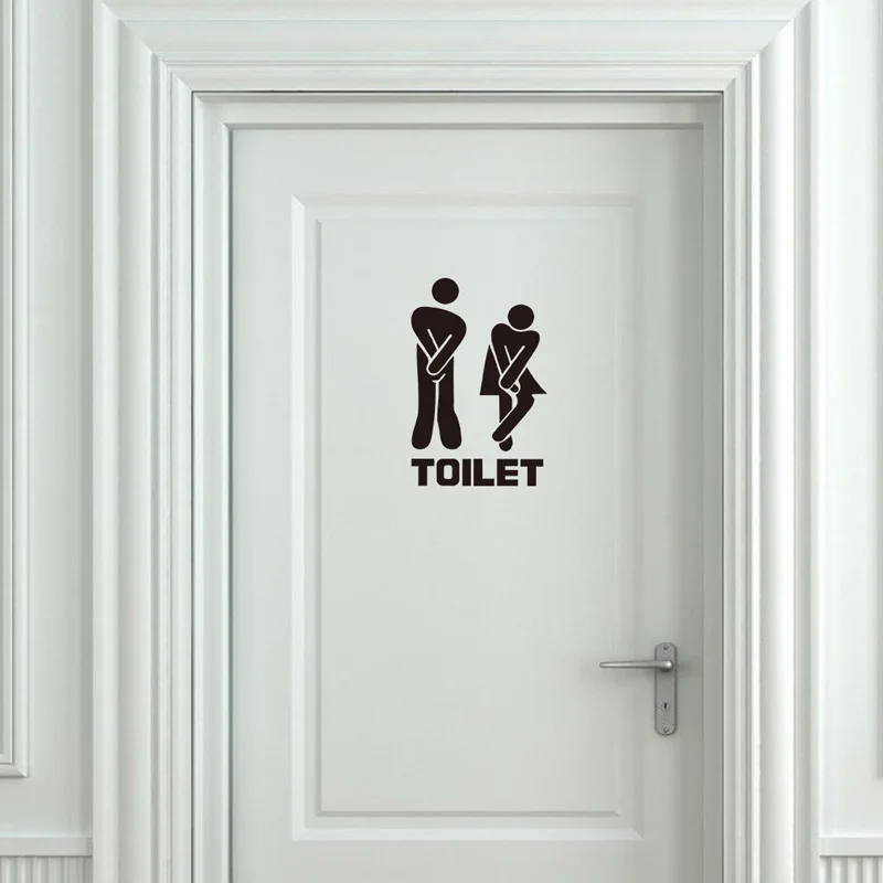 Novelty Toilet Stickers Door Decal Vinyl Wall Decorations Fashion Wall Stickers