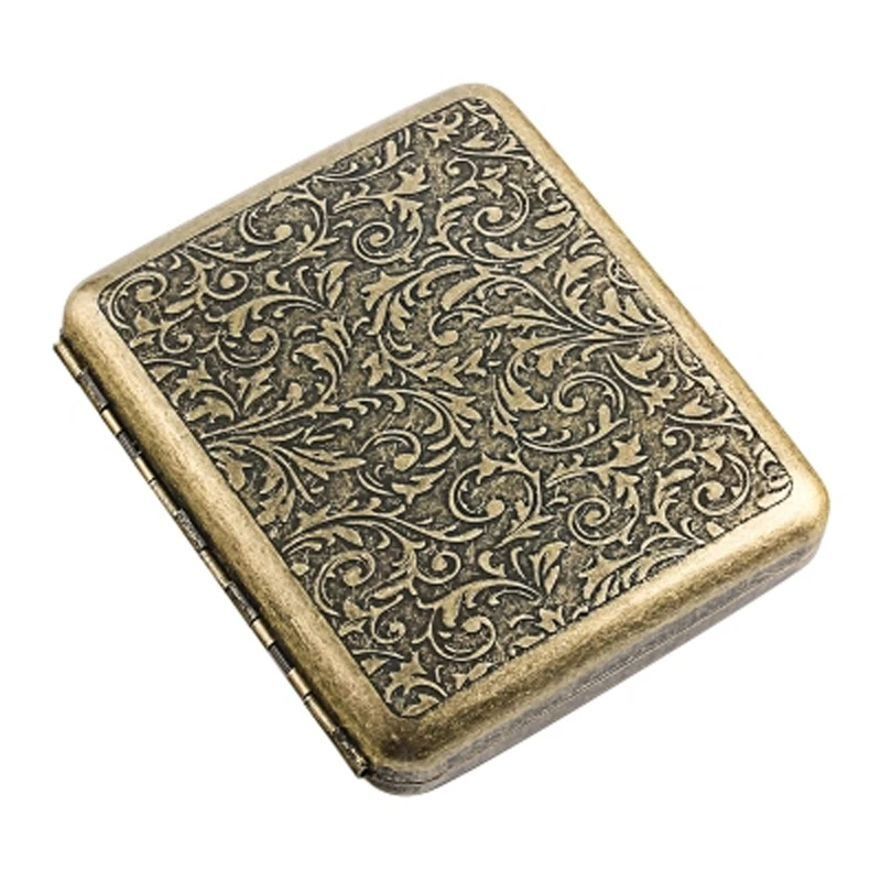 Retro Bronze Metal Cigarette Case Holds 20PCS Regular Size Cigarettes
