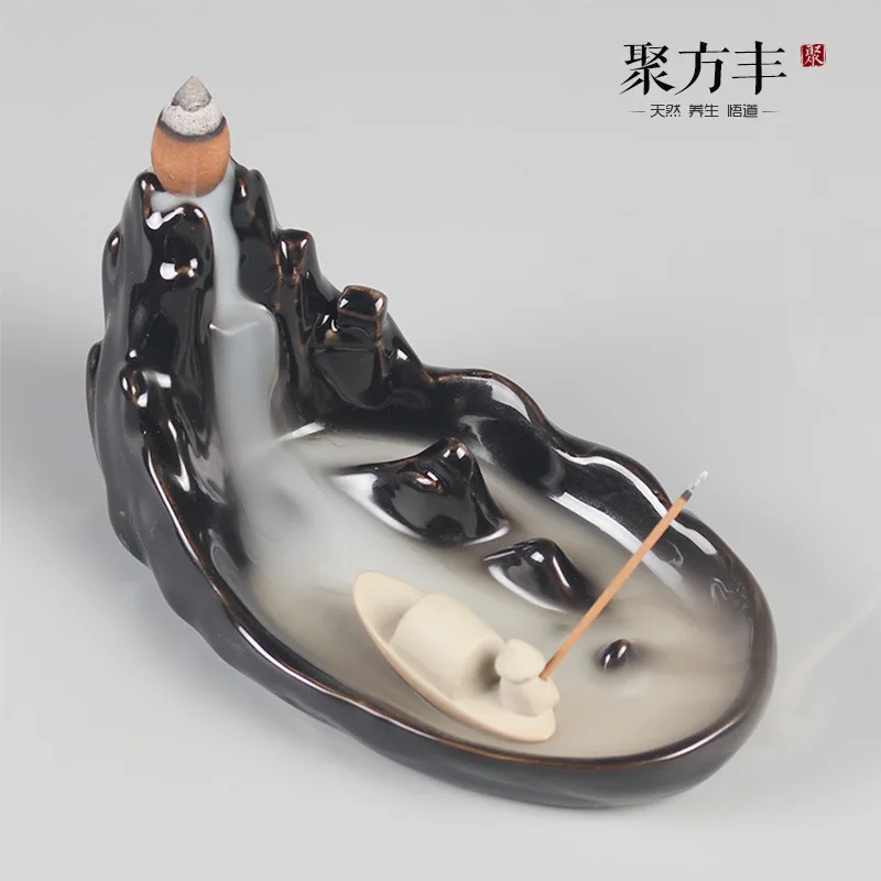 

Lotus Boat Backflow Incense Burner Ceramic Aromatherapy Furnace Line Incense Stick Home Office Decoration Incense Burners