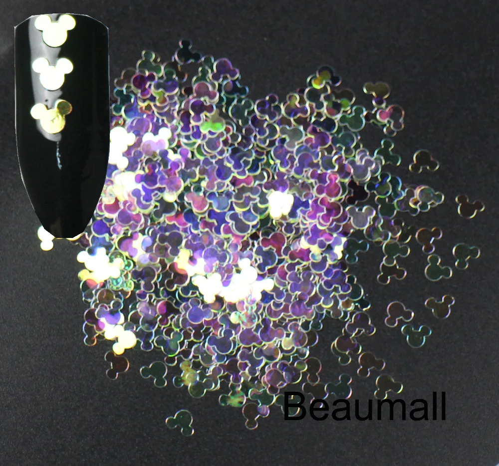 30 г, 3 мм формы мыши, блестящие синие фиолетовые цвета ломтик 3D Блестки пайетками для дизайна ногтей, боди-арт, тату-арт, макияж