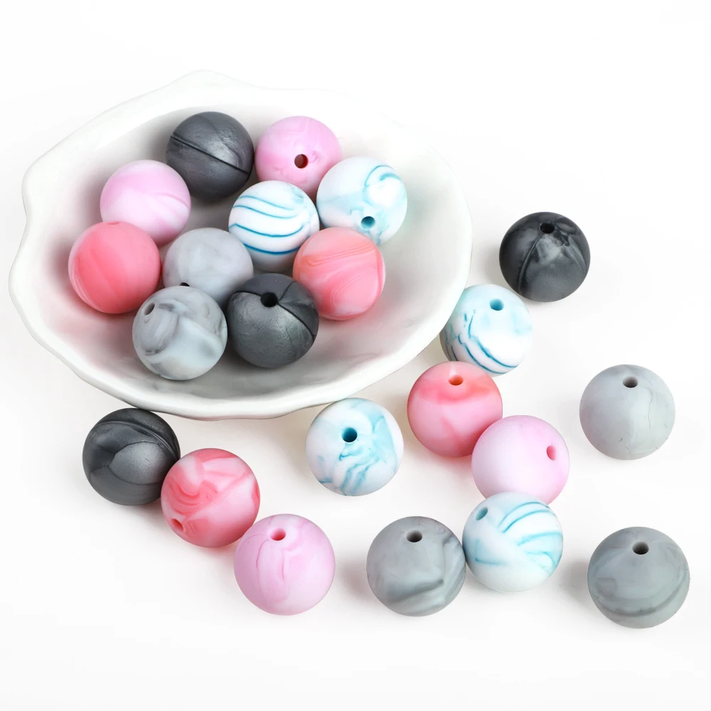Redondo Silicone Contas 9mm 12mm 15mm 19mm Bebê Dentição Colar Faça Você Mesmo Pingente Grau Alimentício Mordedor * 500pc 8 Mordedores p bebê