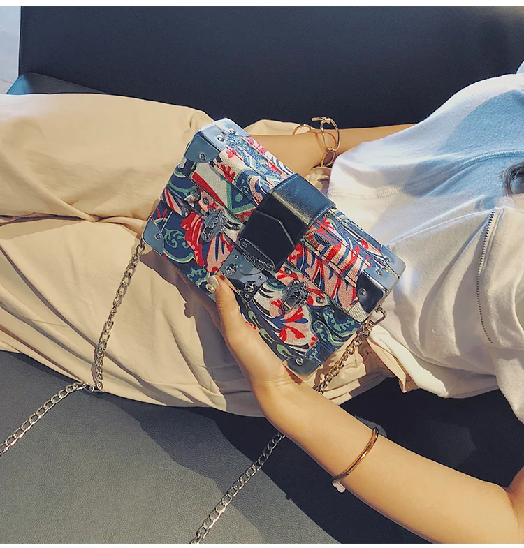 Элегантная модная женская сумка-клатч с цветочным узором, сумка на цепочке, сумка через плечо, мини сумка-мессенджер для женщин