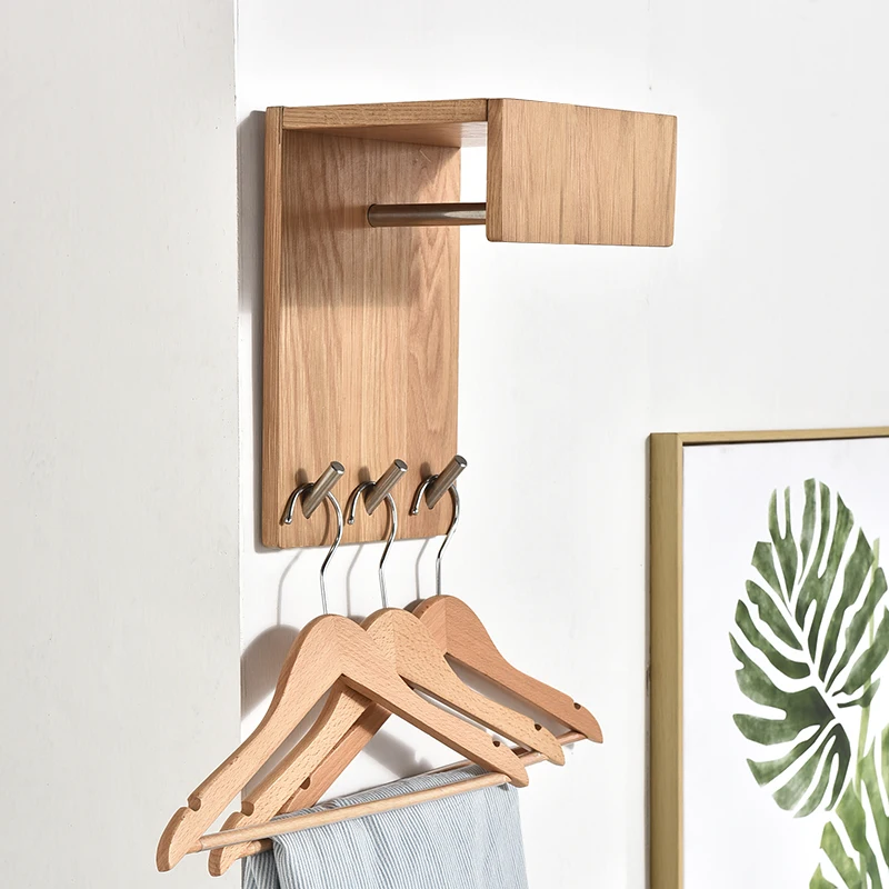  Wooden Wall hanger solid wood bedroom coat hooks creative living room porch corner wall hanging clo - 33032982606