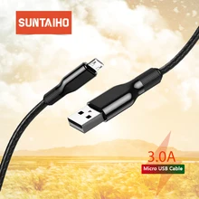 Suntaiho Micro USB кабель 2.4A нейлон Быстрая зарядка USB кабель для передачи данных для samsung Xiaomi Tablet Android мобильный телефон usb зарядный шнур