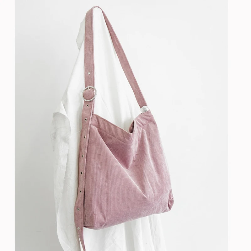Online Bolso de compras para mujeres de alta resistencia bolso de hombro de viaje de pana para chicas bolso de compras portátil de libros escolares