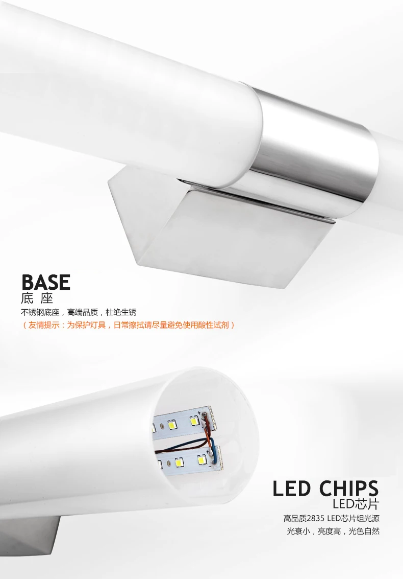 Trucco led specchio moderno bagno in acciaio inox lampade bagno lampada da parete luce impermeabile luci.jpg Lampadari led moderni
