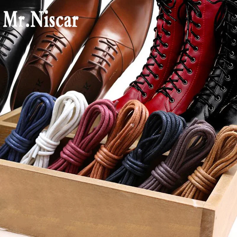 1 Pair Waxed Cotton Round Shoe Lace Leather Waterproof Martin Boots Shoestring B