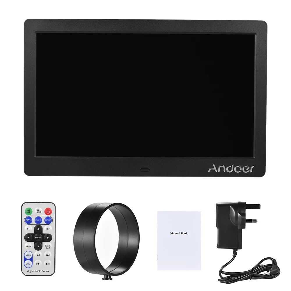 Andoer 1" HD lcd Цифровая фоторамка 1024*600 часы MP3 MP4 видео плеер дистанционное управление цифровая фоторамка